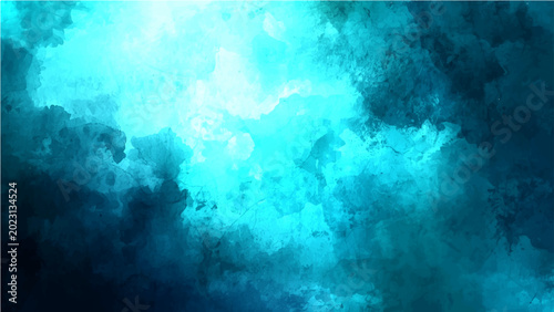 Canvas Print Abstract watercolor clouds in shades of blue and turquoise, expressing freedom, creativity, serenity and peace