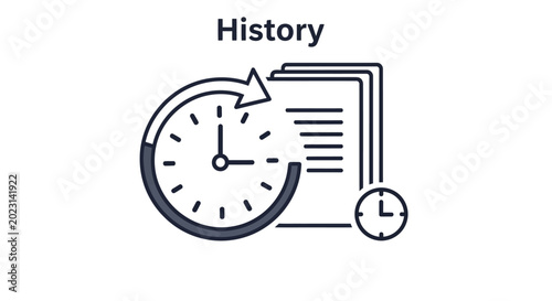 Quadro su tela a line icon of history and clocks.