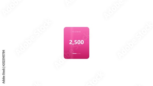 Social Media Followers Counter Animation with Pink Gradient Minimal Interface