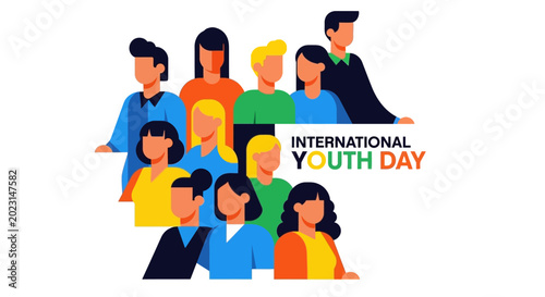 International Youth Day Group Celebration Illustration