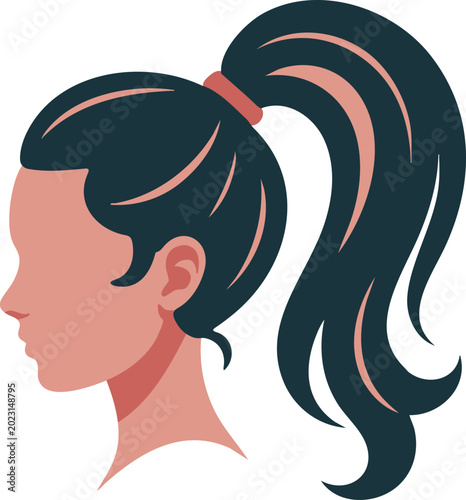 Obraz na plátně Black high ponytail side profile hairstyle