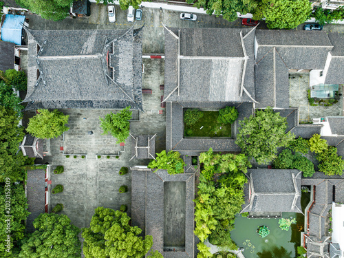 фотографія Aerial View of Hangzhou Confucius Temple Courtyards in China