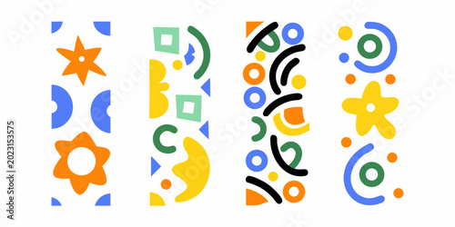 Cuadro en lienzo Abstract colorful letterform designs playful geometric shapes on white
