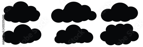 Schilderij op canvas Black Clouds vector icon  set