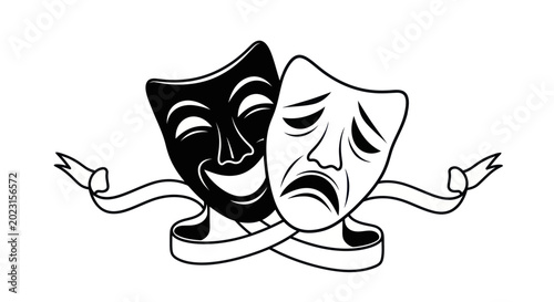 Foto Theater masks representing joy and sorrow, drama and comedy.