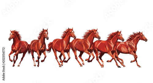 Canvastavla A group of powerful horses galloping in motion.