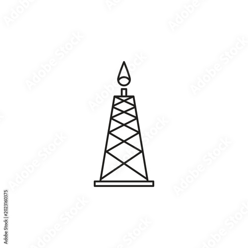 Shale gas rig icon isolated on white background in stroke line style