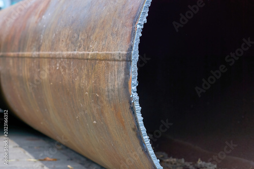 Fotografie Cut metal steel pipe for sewerage,water transmission
