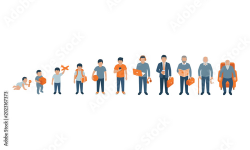 Bild auf Leinwand Male life cycle stages from infancy to old age vector