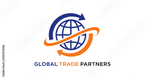 Global trade partners business logo design.