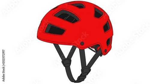 Red bicycle helmet, safety gear, protective headgear, cycling accessories