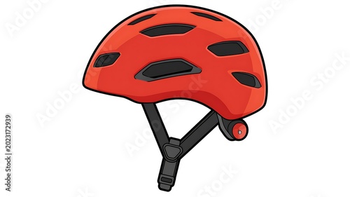 Red bicycle helmet, safety gear, cycling accessory, protective headgear