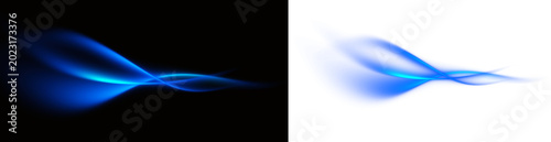 Fotografie Premium Blue Light Wave Flow Collection — Isolated Glowing Neon Curve Art on Bla