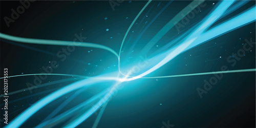 Tableau sur toile Blue abstract light trails representing high speed data flow and futuristic digi
