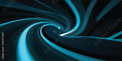 Εκτύπωση καμβά Abstract glowing blue light wave forming flowing data transmission lines on navy