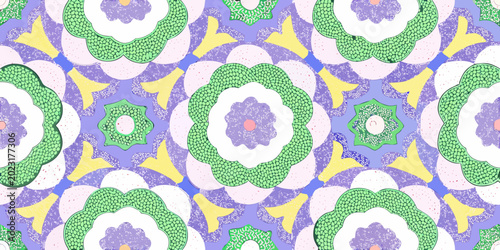 Bild auf Leinwand floral pattern colorful abstract organic shapes seamless repeat
