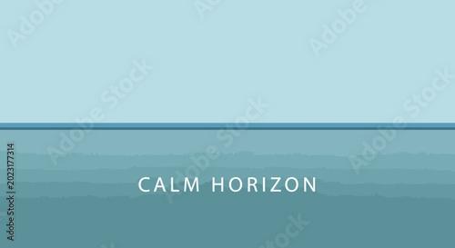 Photos Serene ocean horizon with calm blue water and sky, minimalist abstract background