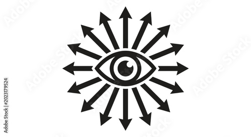 Fotografie Abstract linear design featuring a central human eye vector image with multiple