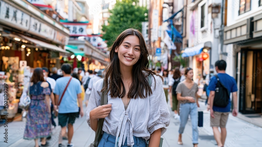 Fototapeta premium young woman walking in city