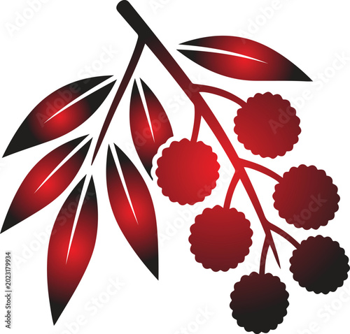 Red berries and leaves on a branch berry
