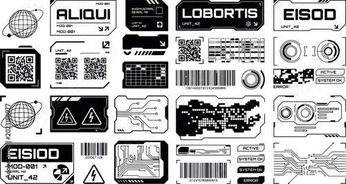 Foto Futuristic Sci Fi HUD User Interface Elements Tech Control Panel Framework And C