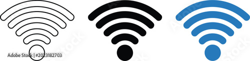 Set of wifi signal strength icons in various states