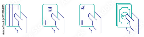 Photos Credit Card Tap Payment Icon Pack Illustration