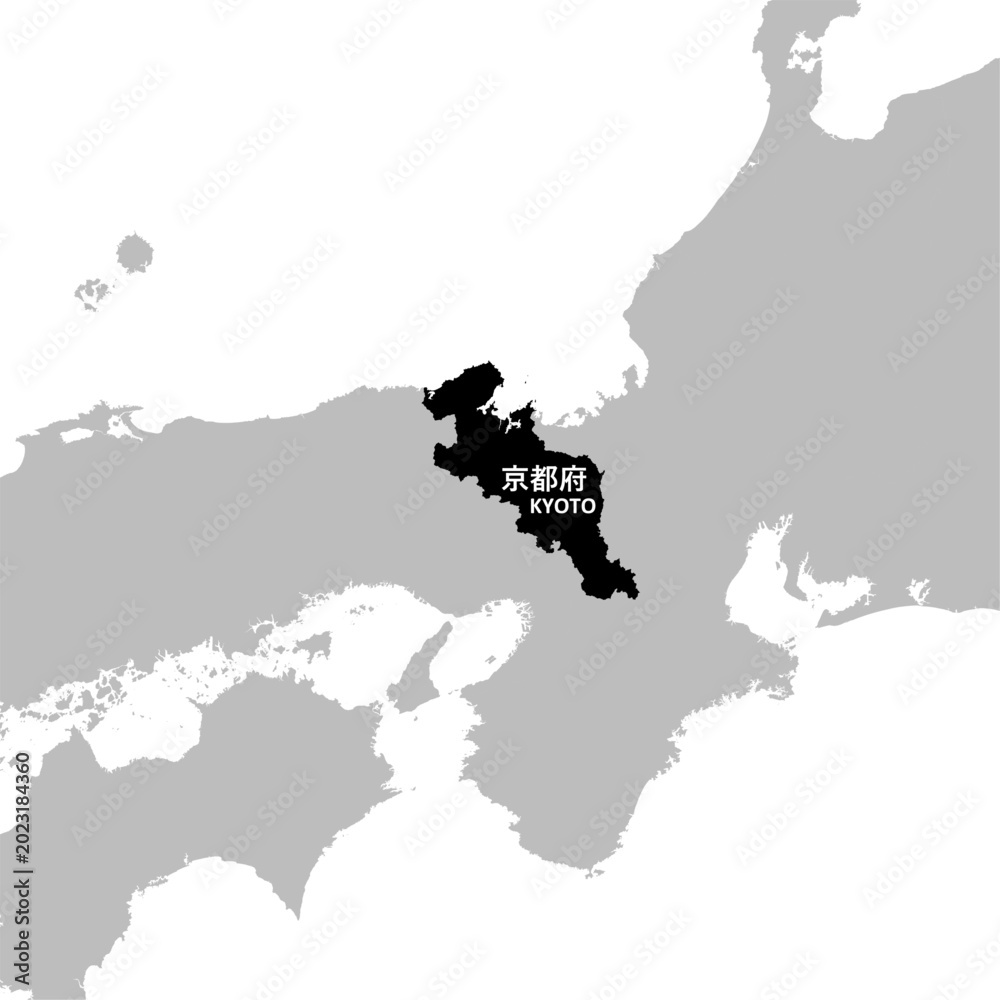 Fototapeta premium イラスト素材日本地図:京都府,関西地方,近畿地方,都道府県