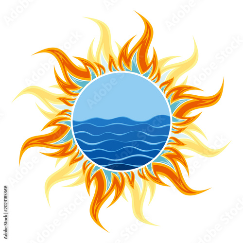 The Blue sea with bright summer sun.