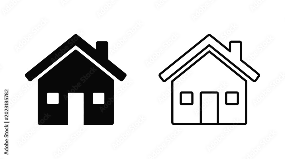 Fototapeta premium house icon set black and white outline