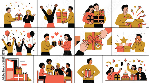People interacting with technology and data flat vector illustration set with characters using smartphone cloud computing online security and financial analytics