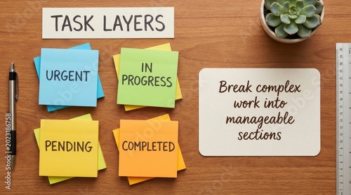 Kanban Board with Sticky Notes for Task Management