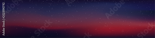Realistic vector galaxy nebula shines in the starry night sky. Bright star light covers space and cosmos. Dark blue and purple background with stars and glowing universe clouds.