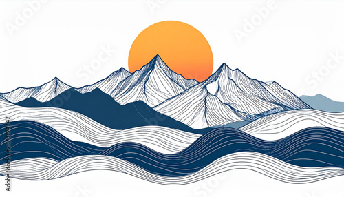 Minimal mountain sun vector