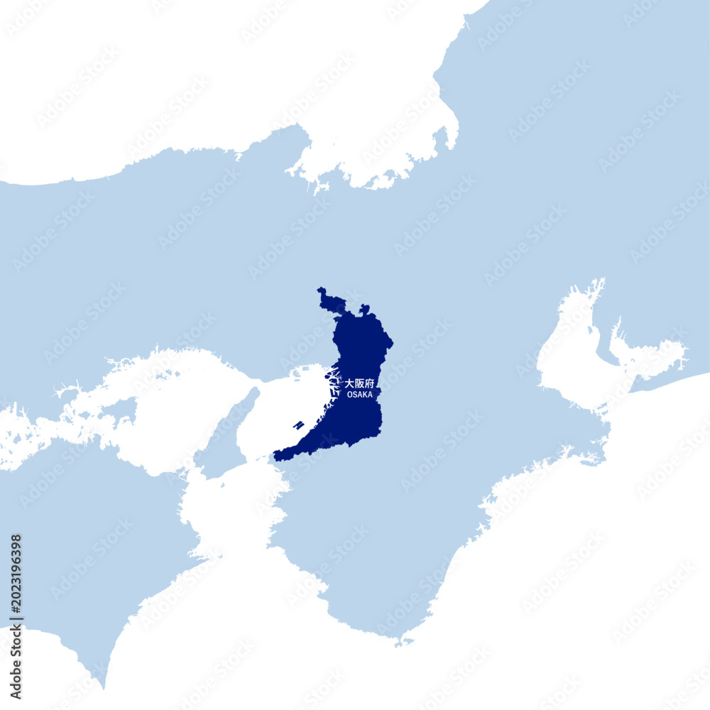 Fototapeta premium イラスト素材日本地図：大阪府,関西地方,近畿地方,都道府県