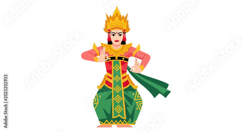 Fotografía Balinese Dancer Vector Illustration in Traditional Costume