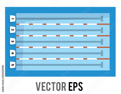 Top view of a swimming pool with lanes numbered 1 through 5
