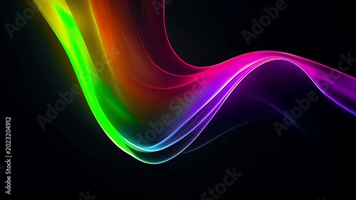 Vibrant rainbow colored wavy abstract design.