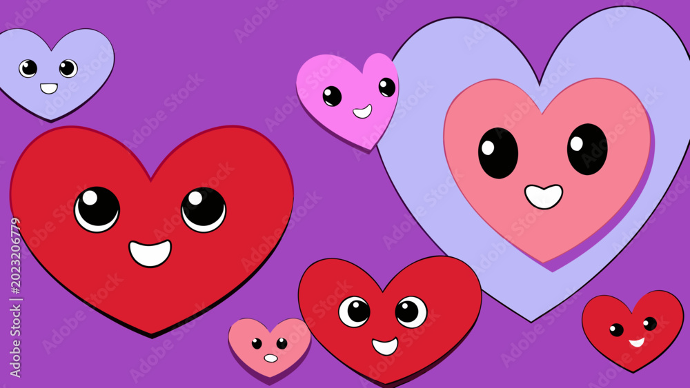 Obraz premium Various papercraft hearts over violet background 