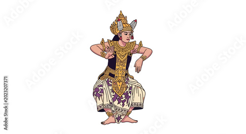 Canvastavla Traditional Balinese Dancer in Elaborate Cultural Costume