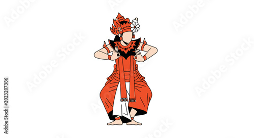 Принти на полотні Balinese Dancer Illustration in Traditional Costume