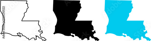 Cuadro en lienzo Set of louisiana state map silhouettes isolated on white background