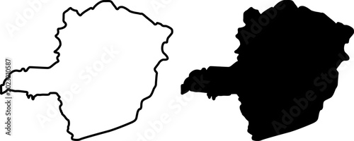 Bild auf Leinwand Map of minas gerais state, brazil outline and silhouette