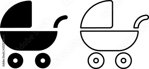 Canvastavla Baby carriage icon set, pram symbol, vector illustration