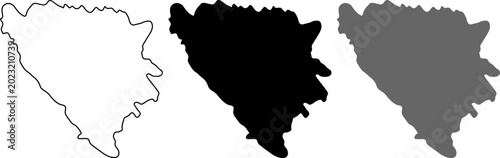 Cuadro en lienzo Map of bosnia and herzegovina in three different styles