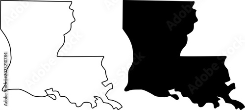 Obraz na płótnie Map of louisiana us state, outline and silhouette isolated on white