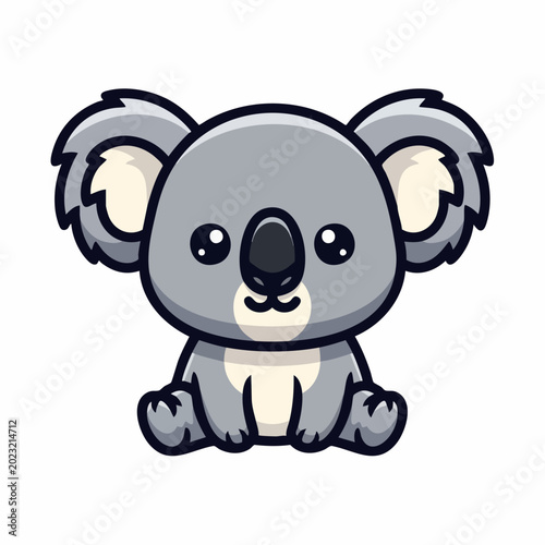 Cute baby koala sitting cartoon vector illustration icon.