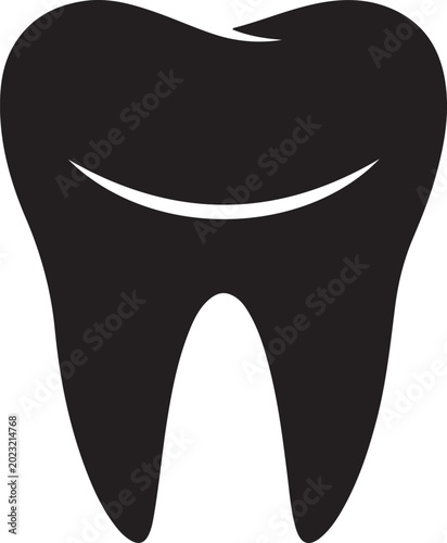 Bild auf Leinwand Black Molar Tooth Silhouette Vector Icon for Dental Clinic Logo