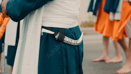 Photos Dagger Kirpan of the defenders of the Indian holy book of the Sikh god