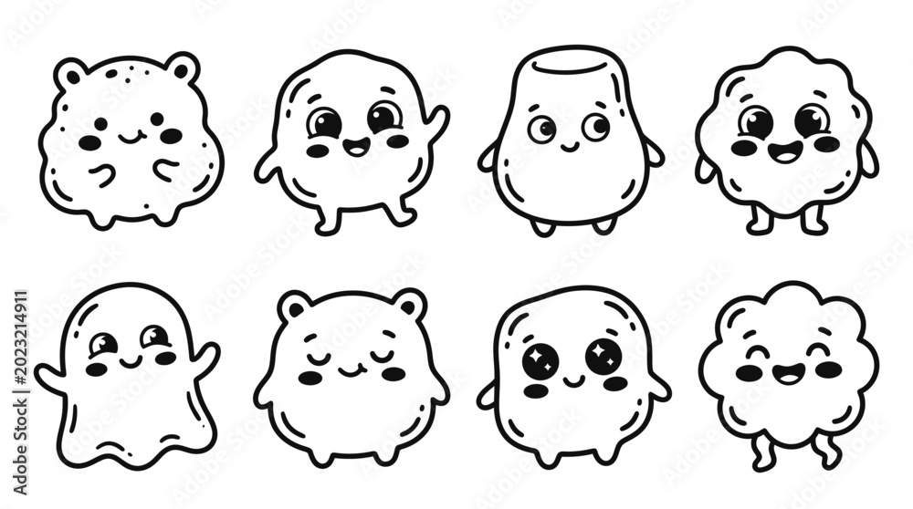 Fototapeta premium Cute Kawaii Monsters Doodle Collection